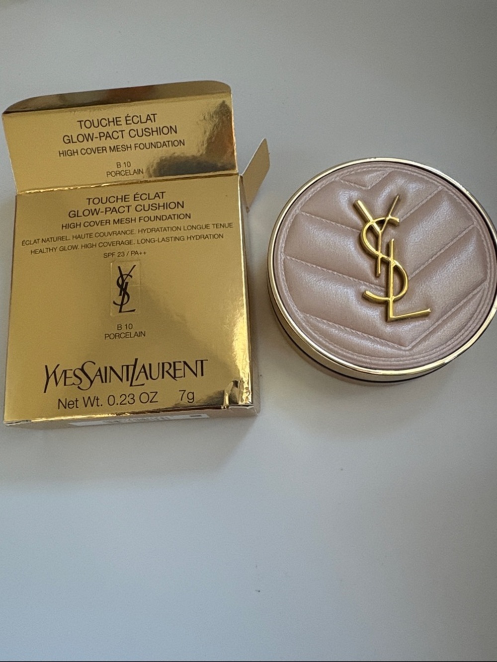 NIB [YSL] Touche Eclat Glow-Pact Cushion High Cover Mesh Foundation #B10 7g - Picture 9 of 15